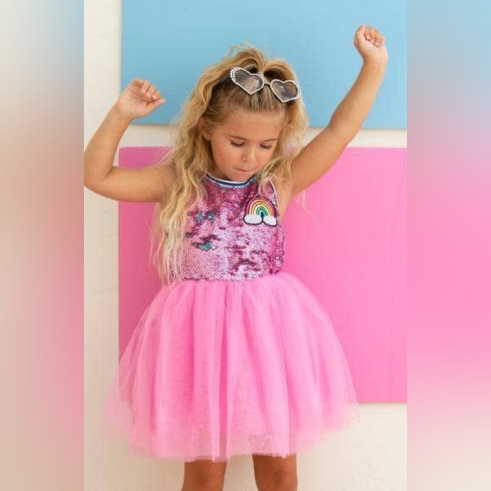 Lola and the Boys Rainbow Varsity Cheer Dress